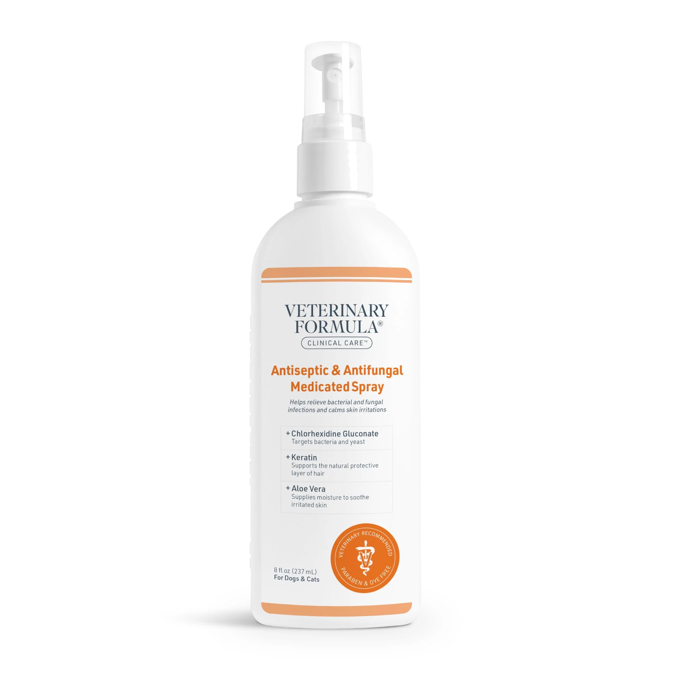 Veterinary Formula Clinical Care Antiseptic and Antifungal Medicated Spray for Dogs & Cats, 8 Fl Oz (1 Pack)